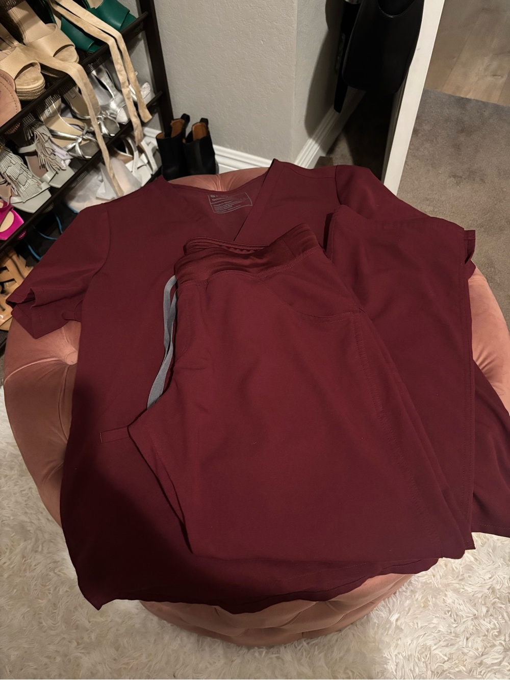 Figs Women's Scrub Set in Burgundy